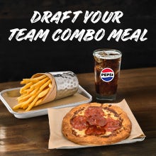 Image of $11.99 combo including indy pizza, fries and pepsi.