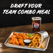 Image of $15.99 combo including wings, fries and pepsi.