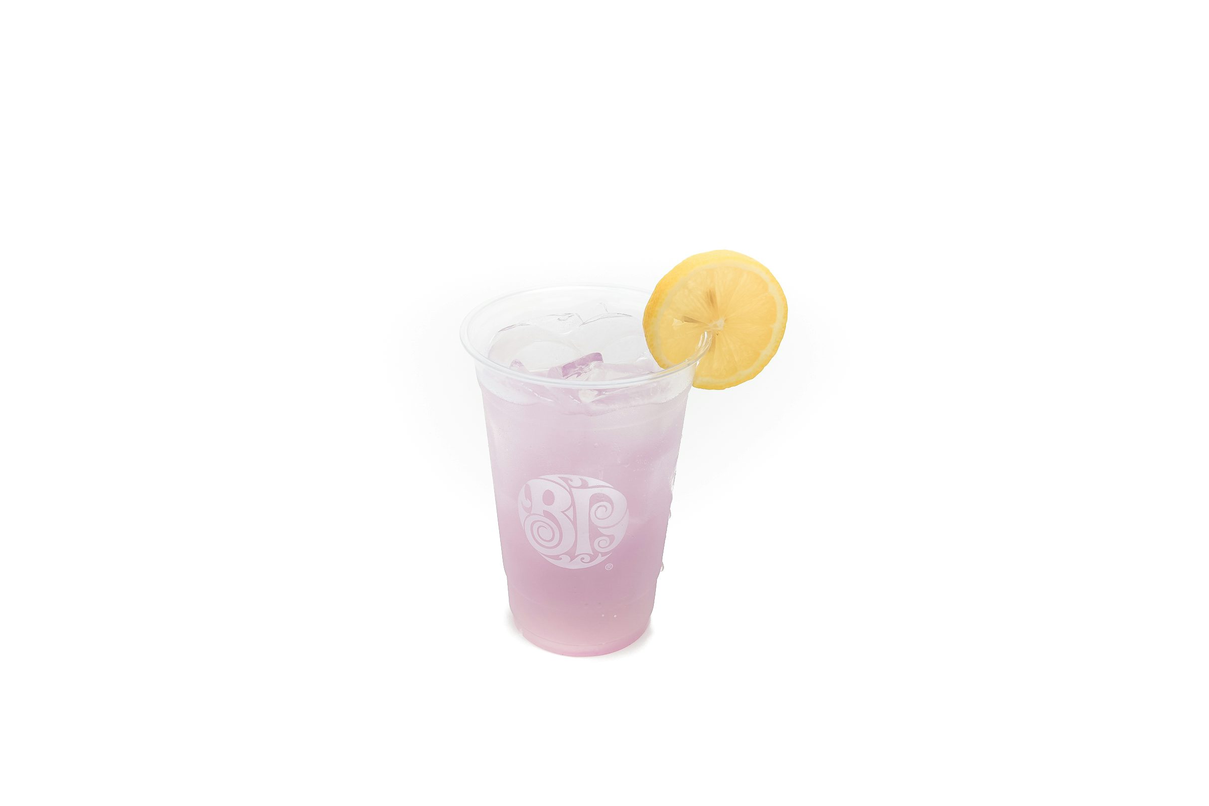 image of unicorn lemonade drink with lemon garnish.