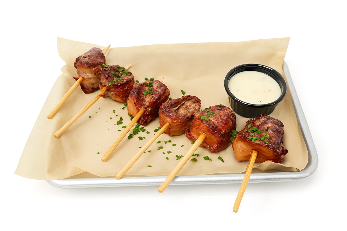 image of bacon-wrapped steak tips