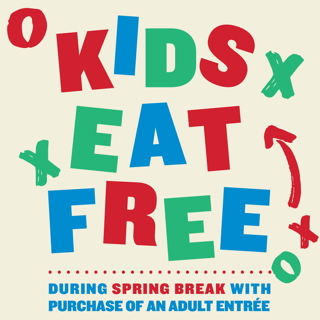 image of coupon that says kids eat free