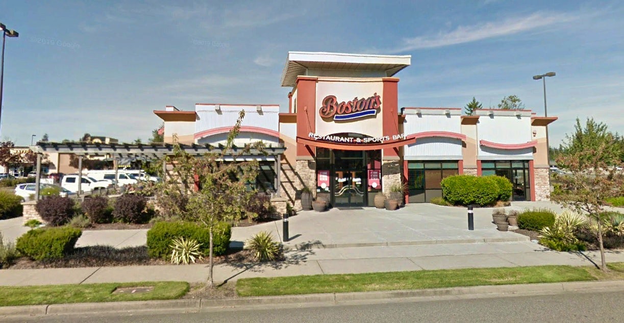 exterior photo of the building with Boston's logo.